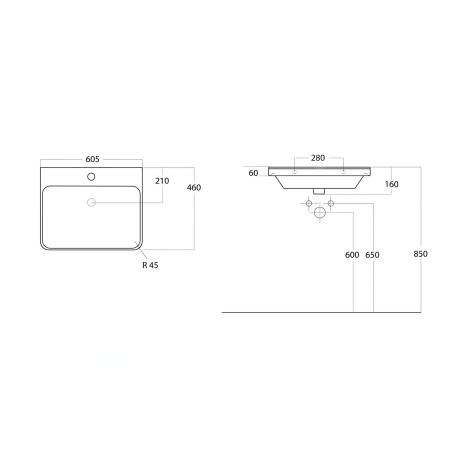 Sapho Thalie - Meuble-lavabo 600x460 mm, blanc TH11060