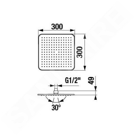 Jika Cubito - Douche de tête 300×300 mm, 1 jet, inox H3671X10041301