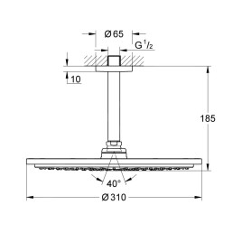 Grohe Rainshower Cosmopolitan - Douche de tête 310, bras de douche 142 mm, un jet, graphite foncé 26067A00