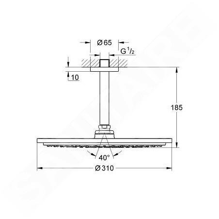 Grohe Rainshower - Douche de tête Cosmopolitan, diamètre de 310 mm, sortie plafond de 142 mm, supersteel 26067DC0