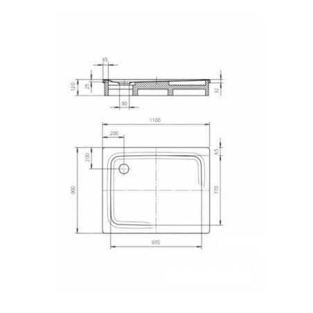 Kaldewei Avantgarde - Receveur de douche Superplan 405-2, 900x1100 mm, support polystyrène, Perl-Effect, blanc 430548043001