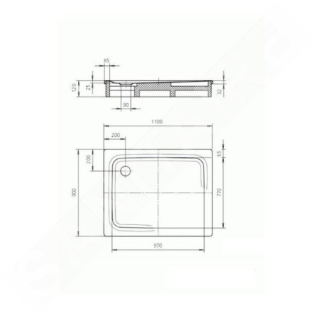 Kaldewei Avantgarde - Receveur de douche Superplan 405-1, 900x1100 mm, Antidérapant sur toute la surface, Perl-Effect, blanc
