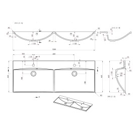 Sapho Maria - Meuble-lavabo double 1200x460 mm, avec 2 trous pour mitigeur, blanc MA120