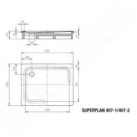 Kaldewei Avantgarde - Receveur de douche Superplan 407-2, 1000x1200 mm, support polystyrène, antidérapant, blanc 430735000001