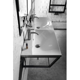 Sapho Maria - Meuble-lavabo double 1200x460 mm, avec 2 trous pour mitigeur, blanc MA120