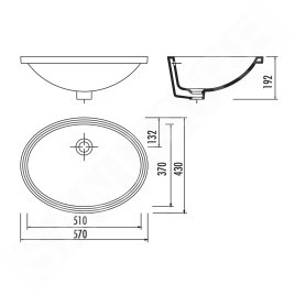 Sapho Lavabos - Lavabo de meuble 570x430 cm, avec trop-plein, sans trou de robinet, blanc TP216