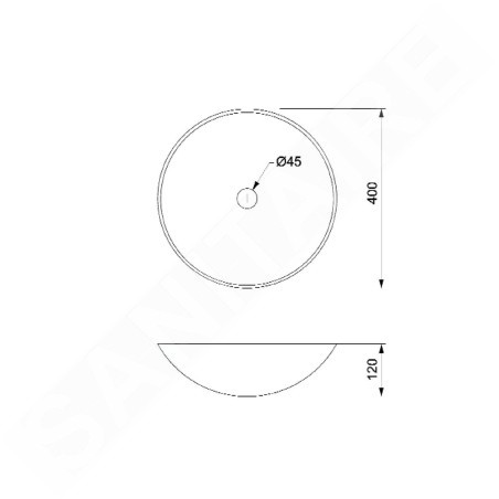 Sapho Blok - Vasque en pierre de 400 mm de diamètre, pierre foncée mate 2401-02