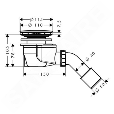 Hansgrohe Staro '90 - Ensemble complet avec garniture de vidange, chrome 60056000