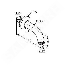 Kludi A-Qa - Bras de douche, 130 mm, chrome 6235305-00