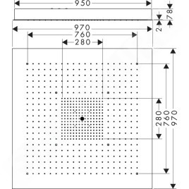 Axor ShowerCollection - ShowerHeaven 970 x 970 mm, acier inoxydable 10621800