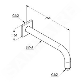 Kludi A-Qa - Bras de douche 250 mm, chrome 6653305-00