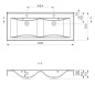 Sapho Lavabos - Double-lavabo 1200x500 mm, avec 2 trop-pleins, avec trous pour robinets, blanc 68121 Sapho Lavabos - Double-lavabo 1200x500 mm, avec 2 trop-pleins, avec trous pour robinets, blanc 68121