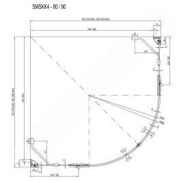 Ravak SmartLine - Cabine de douche quart de rond SMSKK4-80, 785-800 mm, rayon 500 mm, verre transparent/chrome 3S244A00Y1