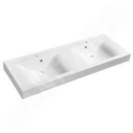 Sapho Nadja - Double-lavabo 1400x500 mm, avec trop-plein, trous pour robinet, blanc 68141