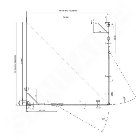 Ravak SmartLine - Cabine de douche d'angle SMSRV4-90, 885-900 mm, chrome/verre clair 1SV77A00Z1