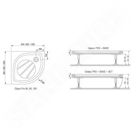 Ravak Galaxy Pro - Receveur de douche Elipso Pro-80, 800x800 mm, blanc XA234401010