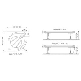 Ravak Galaxy Pro - Receveur de douche Elipso Pro-100, 1000x1000 mm, blanc XA23AA01010