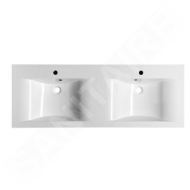 Sapho Nadja - Double-lavabo 1400x500 mm, avec trop-plein, trous pour robinet, blanc 68141
