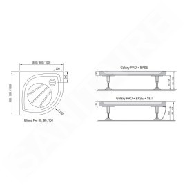 Ravak Galaxy Pro - Receveur de douche, 900x900 mm, antidérapant, blanc XA237701010