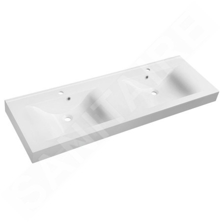 Sapho Nadja - Double-lavabo 1500x500 mm, avec trop-plein, trous pour robinet, blanc 68154