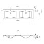 Sapho Nadja - Double-lavabo 1500x500 mm, avec trop-plein, trous pour robinet, blanc 68154 Sapho Nadja - Double-lavabo 1500x500 mm, avec trop-plein, trous pour robinet, blanc 68154