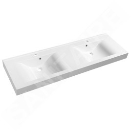 Sapho Nadja - Double-lavabo 1600x500 mm, avec trop-plein, trous pour robinet, blanc 68164