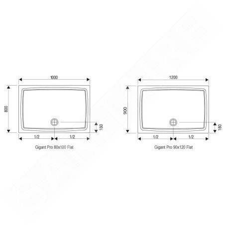 Ravak Galaxy Pro Flat - Receveur de douche Gigant Pro Flat, 1000x800 mm, blanc XA03A411010