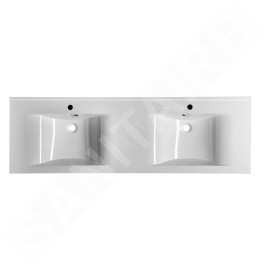 Sapho Nadja - Double-lavabo 1600x500 mm, avec trop-plein, trous pour robinet, blanc 68164