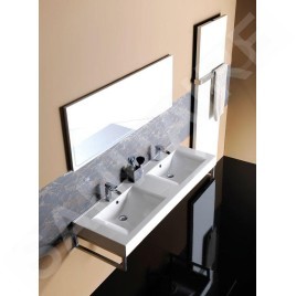 Sapho Nadja - Double-lavabo 1600x500 mm, avec trop-plein, trous pour robinet, blanc 68164