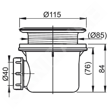 Ravak Garnitures de vidage - Siphon pour receveur de douche Basic 90, 90 mm X01308