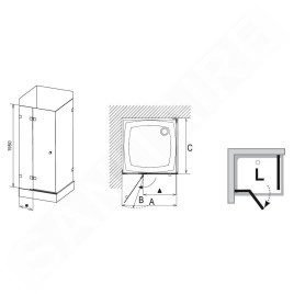 Ravak Brilliant - Cabine de douche BSDPS-90/90 L, 883-895x883-895 mm, chrome/verre clair 0UL77A00Z1