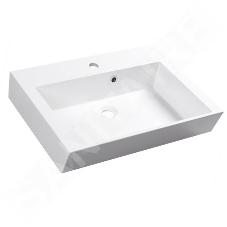 Sapho Orinoko - Lavabo 600x450 mm, marbre coulé, blanc OR060