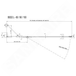 Ravak Brilliant - Porte de douche BSD2-90 L, 890-905 mm, gauche, chrome/verre clair 0UL7AA00Z1