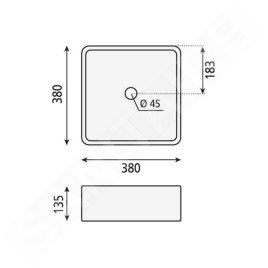 Sapho Ubega - Lavabo à poser 380x135x380 mm, blanc BH7006