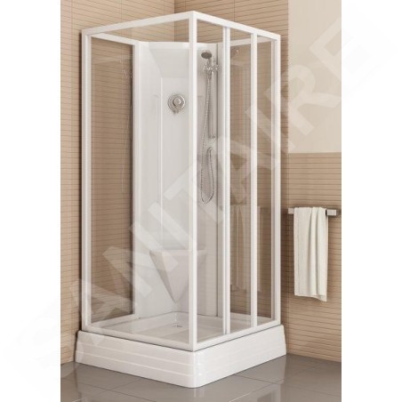 Ravak Supernova - Cabine de douche d'angle avec paroi fixe ASBP3, 905 x 905 mm - blanc, verre raisin (4 pièces) 83677112ZG