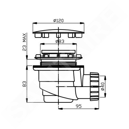 Novaservis Siphons - Piège 90/40 INOX, plastique 475,P
