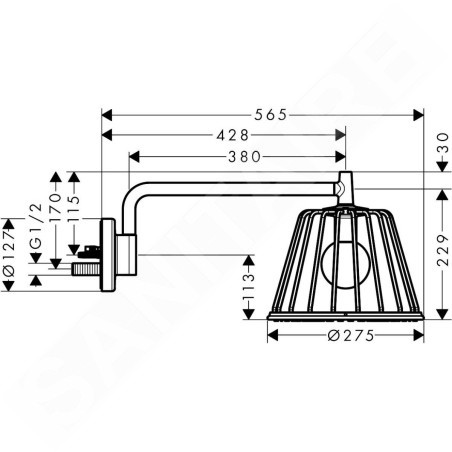 Axor LampShower - Douche de tête à 1 jet avec bras de douche et design Nendo, chrome 26031000
