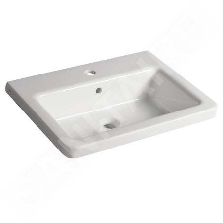 Sapho City - Lavabo 600x180x450 mm, avec trop-plein, trou de robinetterie, blanc KE060