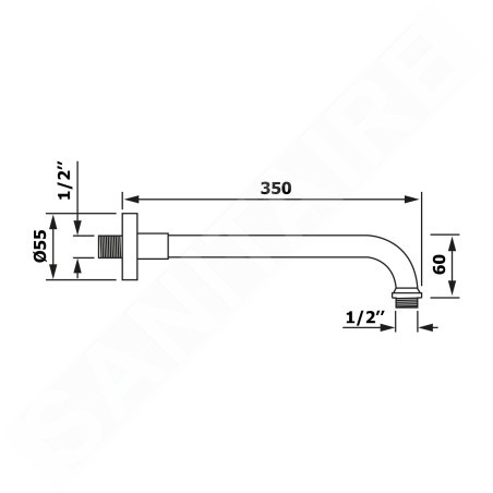 Sapho Accessoires - Bras de douche, 350 mm, blanc BR356