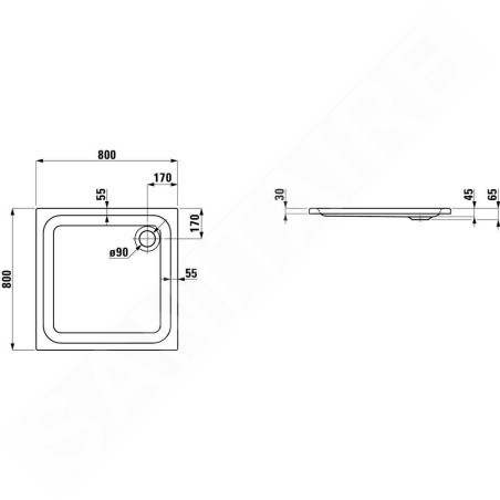 Laufen Solutions - Receveur de douche 800x800 mm, blanc H2115010000001