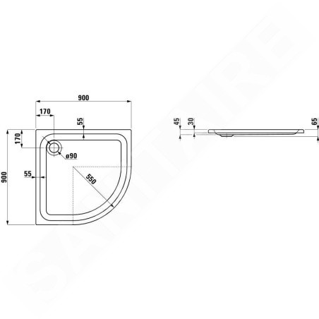 Laufen Solutions - Receveur de douche 900x900 mm, blanc H2135020000001