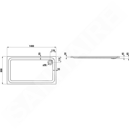 Laufen Solutions - Receveur de douche 1400 x 800 mm, blanc H2125070000001