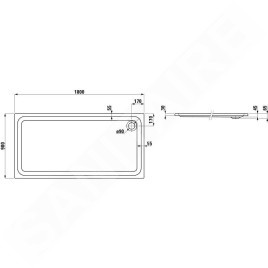 Laufen Solutions - Receveur de douche 1800 x 900 mm, blanc H2165080000001