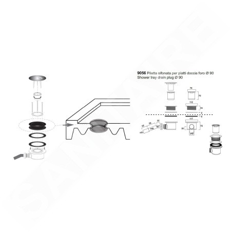 Sapho Kerasan Retro - Siphon de receveur de douche RETRO, diamètre 90 mm, bronze 905693