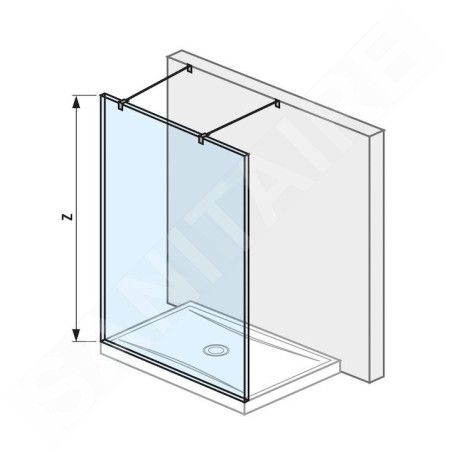 Jika Pure - Paroi en verre fixée par deux montants, 1300x2000 mm, avec finition Jika Perla Glass H2674210026681