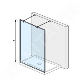 Jika Pure - Paroi en verre fixée par deux montants, 1200x2000 mm, avec finition Jika Perla Glass H2674200026681