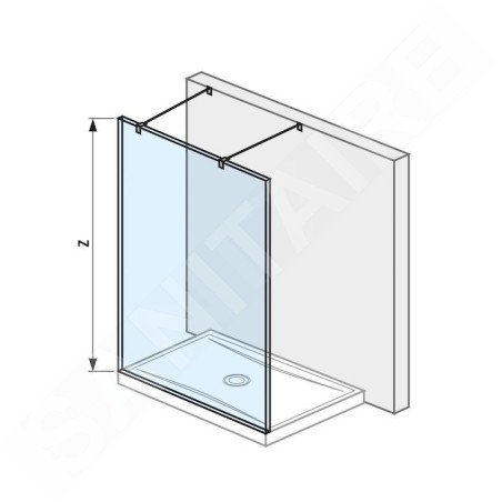 Jika Pure - Paroi en verre fixée par deux montants, 1200x2000 mm, avec finition Jika Perla Glass H2674200026681