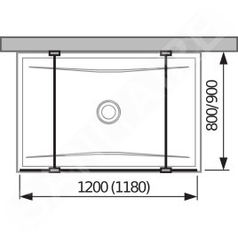 Jika Pure - Paroi en verre fixée par deux montants, 1200x2000 mm, avec finition Jika Perla Glass H2674200026681