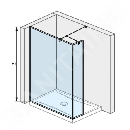 Jika Pure - Paroi latérale en verre, 1200x200x2000 mm, avec finition Jika Perla Glass H2674260026681