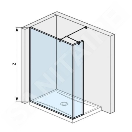 Jika Pure - Paroi latérale en verre, 1400x200x2000 mm, avec finition Jika Perla Glass H2674280026681